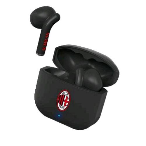 TECHMADE TM-XM201-MIL AURICOLARI BLUETOOTH AC MILAN CONTROLLO CHIAMATE E VOLUME/MUSICA TOUCH CON CUSTODIA DI RICARICA WIRELESS ROSSO NERO