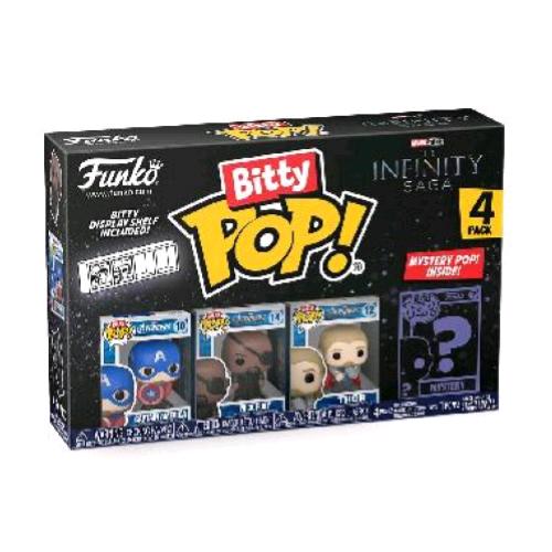 FUNKO POP BITTY POP CAPTAIN AMERICA 4PK CAPTAIN AMERICA NICK FURY THOR E UNA FIGURA MISTERIOSA A SORPRESA