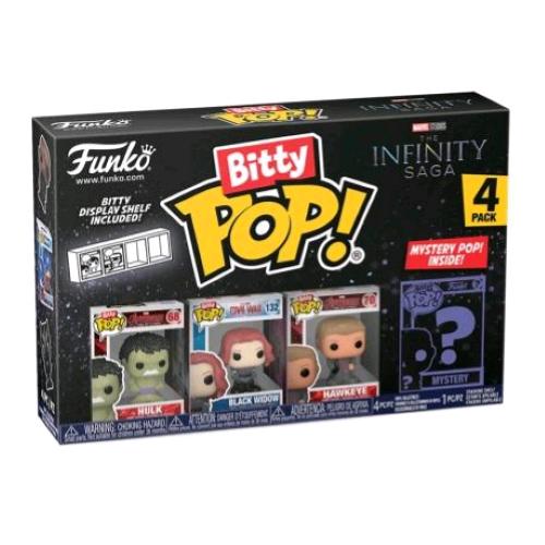 FUNKO POP BITTY POP HULK 4PK HULK BLACK WIDIW HAWKEYE E UNA FIGURA MISTERIOSA A SORPRESA 