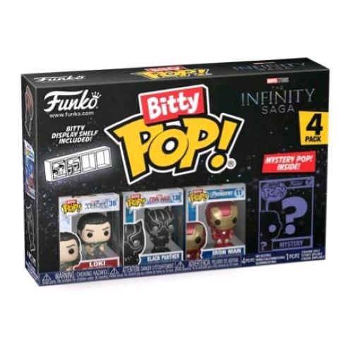 FUNKO POP BITTY POP LOKI 4PK LOKI BLACK PANTHER IRON MAN E UNA FIGURA MISTERIOSA A SORPRESA