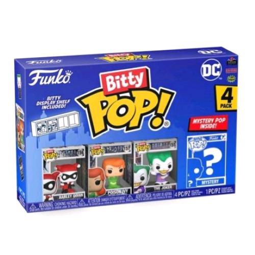 FUNKO POP BITTY POP DC COMICS 4PK HARLEY QUINN POISON IVY THE JOKER E UNA FIGURA MISTERIOSA A SORPRESA