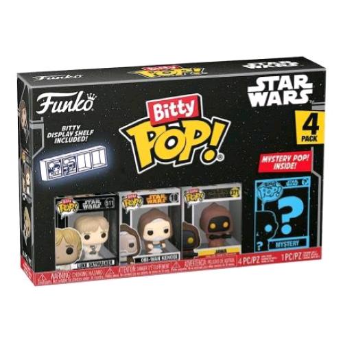 FUNKO POP BITTY POP STAR WARS 4PK LUKE SKYWALKER OBI WAN KENOBI JAWA E UNA MINIFIGURA MISTERIOSA A SORPRESA 