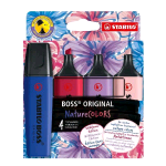 STABILO BOSS WILDFLOWER EVIDENZIATORE PUNTA A SCALPELLO 2/5 mm COLORI ASSORTITI CONF 4 Pz.