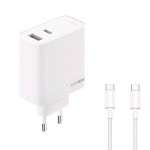 REALME SUPERVOOC CARICABATTERIE DA RETE GaN 80 W 1 x USB-C 1 x USB-A + CAVO USB-C INCLUSO NELLA CONFEZIONE BIANCO