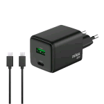 NILOX CARICABATTERIE DA RETE GaN 45 W 2 PORTE 1 x USB-C 1 x USB-A + CAVO USB-C 2 METRI INCLUSO NELLA CONFEZIONE NERO