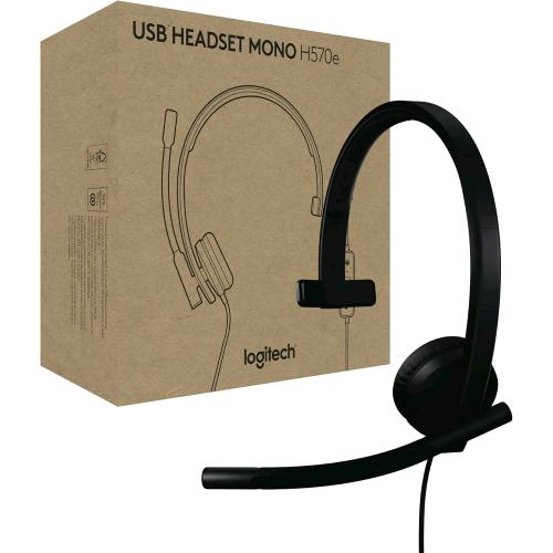 LOGITECH H570e MONO CUFFIA CON MICROFONO PER PC E MAC CABLATA USB-C CANCELLAZIONE DEL RUMORE CONTROLLI SUL CAVO CERTIFICATA PER MICROSOFT TEAMS NERA
