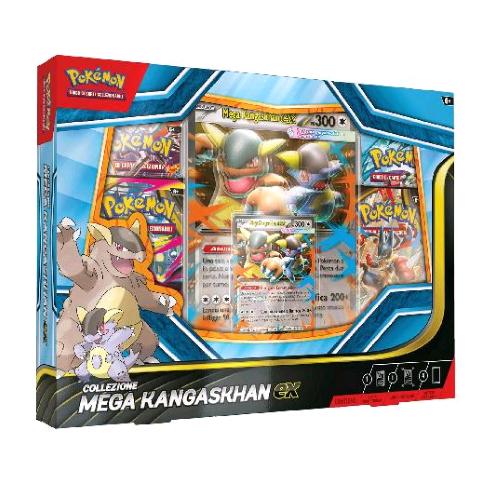 POKEMON COLLEZZIONE MEGA KANGASKHAN EX DEL GCC POKEMON CON CARTA OLOGRAFICA CARTA PROMOZIONALE LENTICOLARE E 4 BUSTE ESPANSIONE 