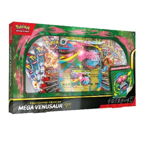POKEMON COLLEZIONE PREMIUM MEGA VENUSAUE EX DEL GCC POKEMON CON CARTA OLOGRAFICA CARTA PROMOZIONALE LENTICOLARE E 8 BUSTE ESPANSIONE