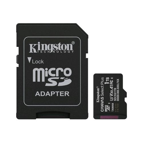 KINGSTON CANVAS SELECT PLUS SCHEDA DI MEMORIA MICROSD 1TB MICROSDXC GEN3 150MB/s A1 UHS-I ADATTATORE SD INCLUSO