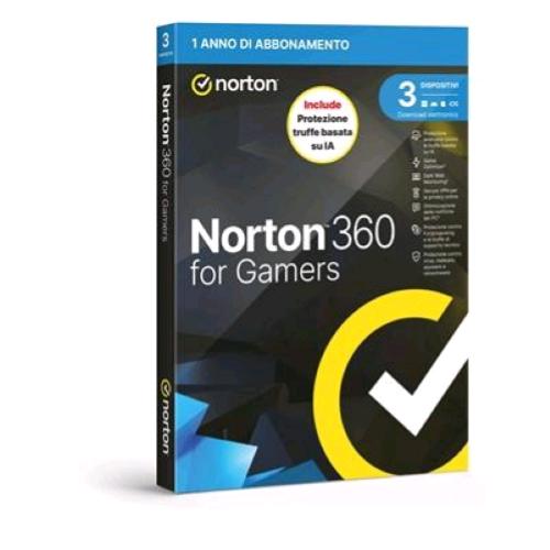 NORTON 360 FOR GAMERS 2026 ANTITRUFFA 3 DISPOSITIVI 50GB BACKUP 12 MESI BOX