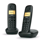 GIGASET START 100 DUO TELEFONO CORDLESS DECT + AGGIUNTIVO 1.5" VIVAVOCE FUNZIONE SVEGLIA BLOCCO CHIAMATE NERO