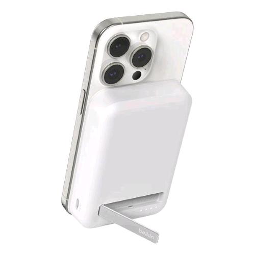 BELKIN BOOSTCHARGE PRO POWER BANK WIRELESS 10.000mAh CON Qi2 POWERBANK CARICABATTERIA PORTATILE COMPATIBILE CON MagSafe SUPPORTO INTEGRATO BIANCO