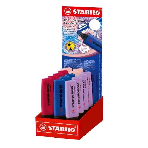 STABILO BOSS WILDFLOWERS ESPOSITORE EVIDENZIATORE PUNTA A SCALPELLO 2/5 mm COLORI ASSORTITI CONF 15 Pz.