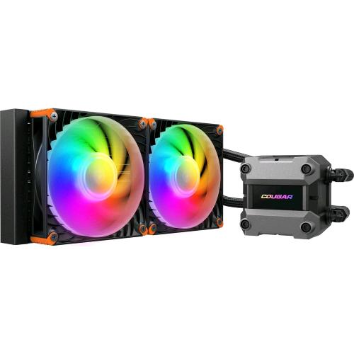 COUGAR POSEIDON ULTRA ARGB 240 CPU LIQUID COOLER DISSIPATORE PER CPU A LIQUIDO RGB 2 VENTOLE 120mm INTEL 1851/1700/1200 AMD AM5/AM4 NERO