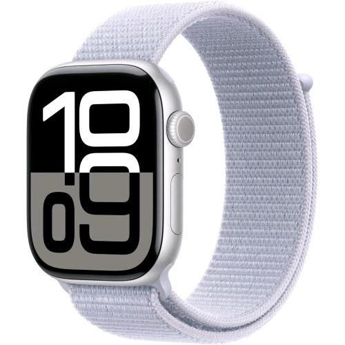 APPLE WATCH SERIES 10 GPS 46mm CASSA IN ALLUMINIO ARGENTO CINTURINO SPORT LOOP NUVOLA AZZURRA