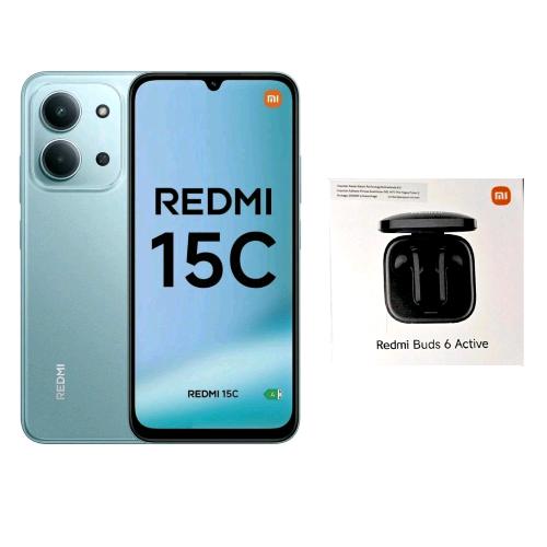 XIAOMI REDMi 15C DUAL SIM 6.9" OCTA CORE 128GB RAM 4GB 4G LTE TIM MINT GREEN + AURICOLARI BLUETOOTH REDMI BUS 6 ACTIVE
