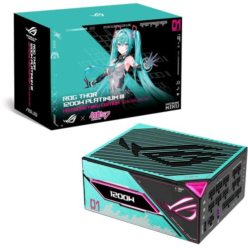 ASUS ROG THOR 1200W PLATINUM III HATSUNE MIKU EDITION ARGB GAMING ALIMENTATORE 1.200W 80 PUS PLATINUM GaN-MOSFET MODULARE PFC ATTIVO ATX 3.1