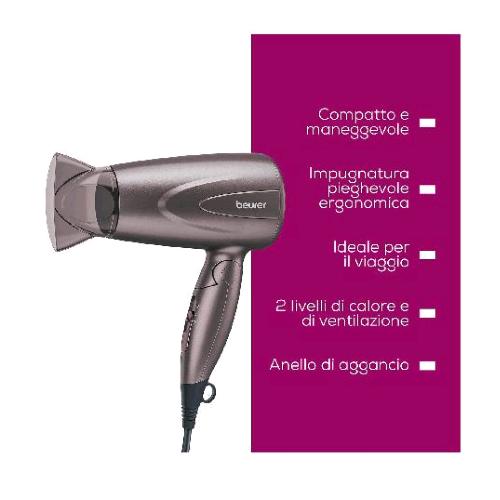 BEURER HC17 PHON ASCIUGACAPELLI 1300W 2 VELOCITA' 2 TEMPERATURE MANICO PIEGHEVOLE CON CONCENTRATORE 