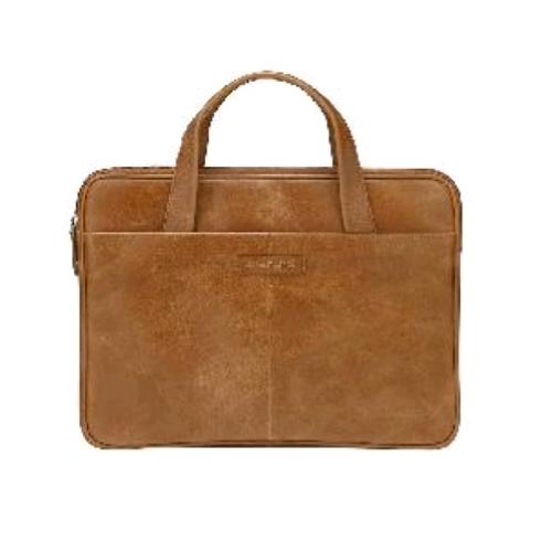 DBRAMANTE1928 SILKEBORG BORSA PER NOTEBOOK DA 13" IN PELLE PIENO FIORE  TASCA ESTERNA CUOIO