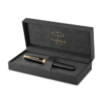 PARKER SONNET LACQUE PENNA STILOGRAFICA CORPO LACCATO NERO FINITURE IN ORO INCHIOSTRO NERO CONFEZIONE REGALO