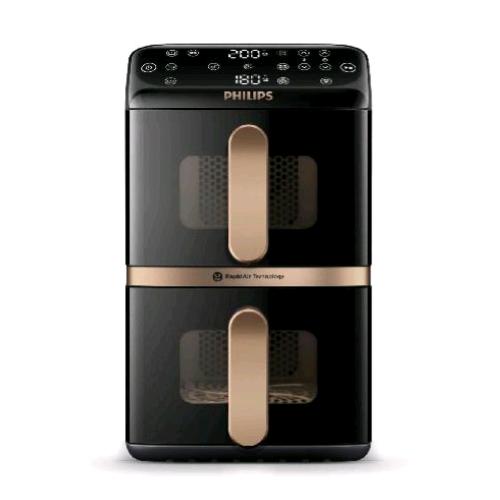 PHILIPS NA462/07 FRIGGITRICE AD ARIA DUAL COOK 5 + 5 LT VERTICALE 13 METODI DI COTTURA E 6 PROGRAMMI NERO