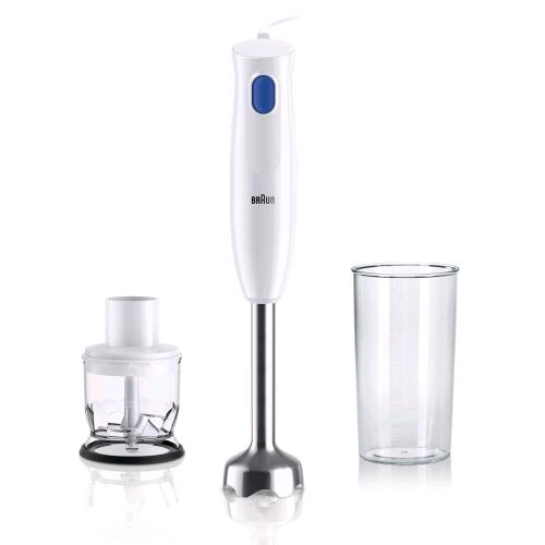 BRAUN MULTIQUICK 1 FRULLATORE A IMMERSIONE 450 W CON TRITATUTTO E BICCHIERE DI PLASTICA DA 600 ML BIANCO