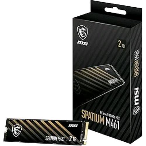 MSI SPATIUM M461 SSD 2TB INTENRO M.2 2280 NVMe PCI Express 4.0 3D NAND LETTURA 5000 MB/s - SCRITTURA 4200 MB/s NERO