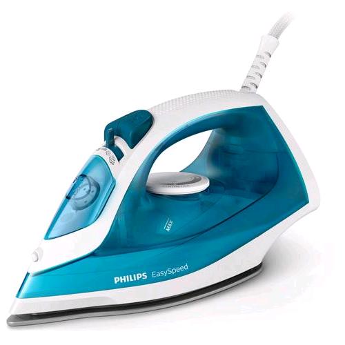 PHILIPS GC1744/20 EASY SPEED FERRO DA STIRO A VAPORE 2000W SERBATOIO DA 220 ML 4 IMPOSTAZIONI DI VAPORE PIASTRA ANTIADERENTE BLU BIANCO   