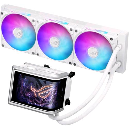 ASUS ROG RYUO IV 360 ARGB DISSIPATORE A LIQUIDO CON SCHERMO CURVO 2K AMOLED DA 6.67" PER EFFETTI 3D TUBI DA 400mm VENTOLE ARGB COMPATIBILE CON INTEL LGA 1851 E 1700 E AMD AM5 E AM4 BIANCO