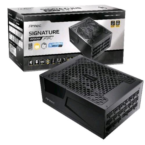 ANTEC SIGNATURE 2200 PLATINUM ALIMENTATORE 2.200 W 80 PLUS PLATINUM CONDENSATORI GIAPPONESI COMPLETAMENTE MODULARE PFC ATTIVO PCIe 5.1 ATX 3.1 NERO 