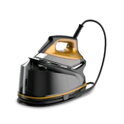 ROWENTA COMPACT STEAM PRO FERRO DA STIRO CON ALDAIA A VAPORE 2200W 6,4 BAR SERBATOIO DA 1.1 LT PIASTRA ANTIGRAFFIO SPEGNIMENTO AUTOMATICO NERO ORO 
