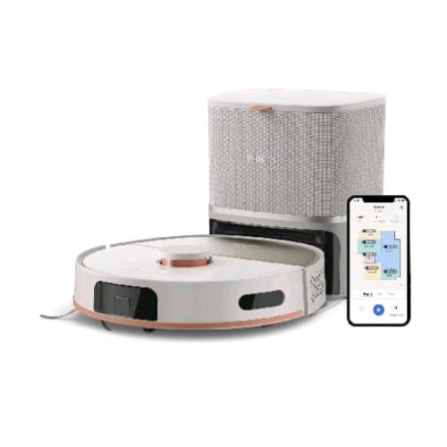 PHILIPS XU5100/20 ROBOT ASPIRAPOLVERE ASPIRA E LAVA CON SVUOTAMENTO AUTOMATICO STAZIONE DI RICARICA 10000PA NAVIGAZIONE LASER DOPPI MOCI ROTANTI BEIGE