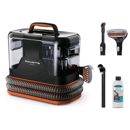 ROWENTA CLEAN IT LAVATAPPETI TESSUTI TAPPEZZERIA ELETTRICO 400W DOPPIO SERBATOIO TESTINE INTERCAMBIABILI SISTEMA AUTO PULIZIA NERO