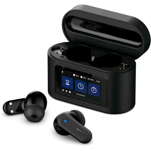 PHILIPS TAT6000BK AURICOLARI TRUE WIRELESS ALLOGGIAMENTO RICARICA SMART CANCELLAZIONE RUMORE 4 MIC BASSI DINAMICI RIPRODUZIONE 28H BLUETOOTH 5.4 IPX5 COMANDI TOUCH ASSISTENTE VOCALE NERO