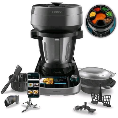 CECOTEC MAMBO COOKING ROBOT DA CUCINA MULTIFUNZIONE 1700W CON DISPENSATORE PER ALIMENTI 45 FUNZIONI BROCCA DA 5 LT  NERO