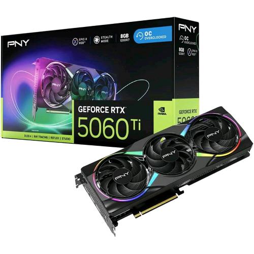 PNY GEFORCE RTX 5060 Ti 8GB ARGB OVERCLOCKED GDDR7 DLSS 4 TRIPLE FAN PCI Express 5.0