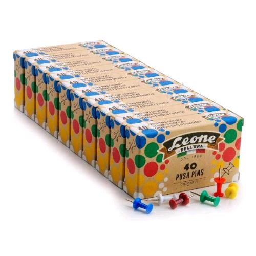 LEONE DELL'ERA PUSH PINS PIUNTINE IN METALLO E PLASTICA COLORI ASSORTITI CONF 10 X40 Pz.