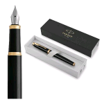 PARKER IM BLACK GT PENNA STILOGRAFICA PENNINO F CORPO LACCATO NERO CON DETTAGLI IN ORO INCHIIOSTRO BLU CONFEZIONE REGALO 