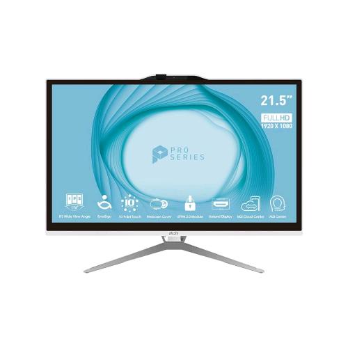 MSI PRO AP222T 13M-435EU ALL IN ONE 21.5" FULL HD TOUCH SCREEN INTEL PENTIUM G7400 RAM 4GB-SSD 128GB NVMe-INTEL GRAPHICS-WEB CAM 5MPx-WI-FI 6 + GIGABIT LAN-TASTIERA E MOUSE-WIN 11 PROF BIANCO (9S6-AC0112-435)