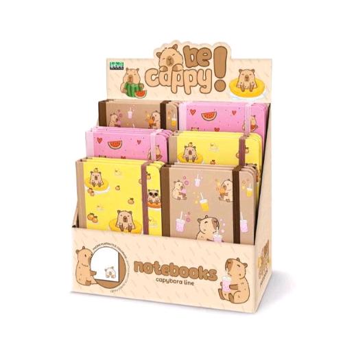 LEBEZ CAPIBARA ESPOSITORE NOTES A6 80 PAGINE PUNTINATE CHIUSURA CON ELASTICO SOGGETTI ASSORTITI CONF 12 Pz. 