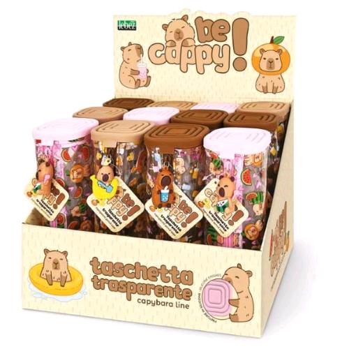 LEBEZ CAPIBARA ESPOSITORE ASTUCCIO TASCHETTA IN PLASTICA CHIUSURA CON ZIP SOGGETTI ASSORTITI CONF 12 Pz.