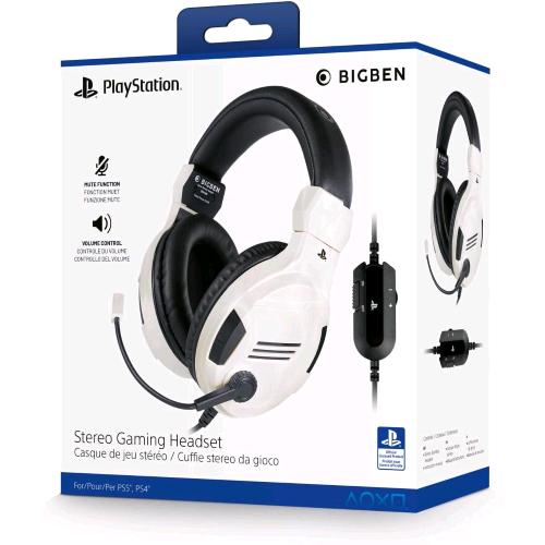 BIGBEN V3 WIRED PS4 CUFFIE GAMING CON MICROFONO STEREO LICENZA UFFICIALE SONY 1 X JACK 3.5 MM BIANCO NERO