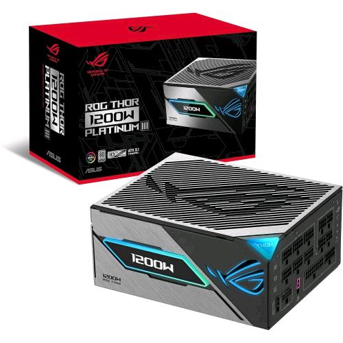 ASUS ROG THOR 1200 W PLATINUM III ALIMENTATORE 1.200 W 80 PLUS PLATINUM MODULARE GaN MOSFET DISPLAY OLED AURA SYNC RGB ATX 3.1