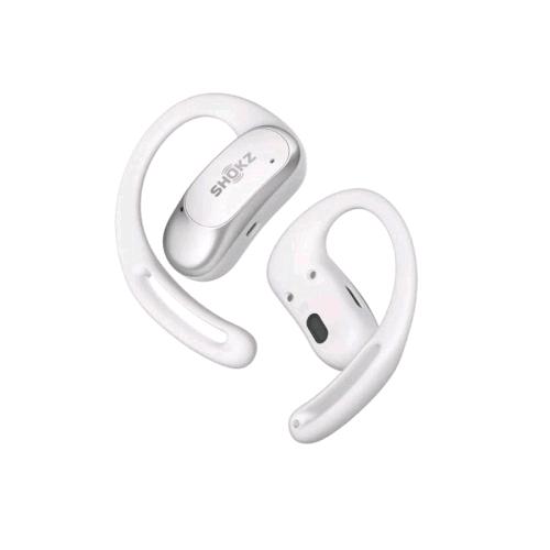 SHOKZ OPENFIT AIR AURICOLARI BLUETOOTH 5.2 A CONDUZIONE OSSEA CANCELLAZIONE DEL RUMORE CUSTODIA DI RICARICA BIANCO