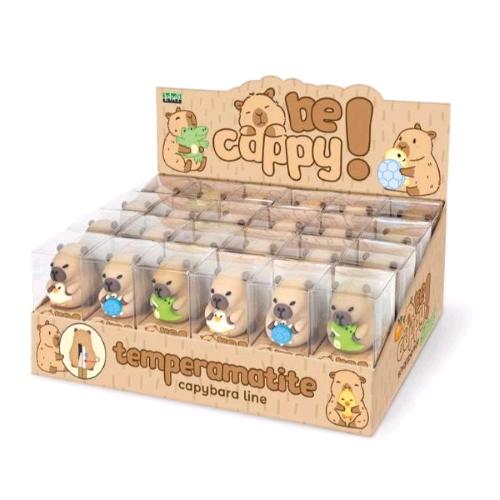 LEBEZ CAPIBARA ESPOSITORE TEMPERINO 1 FORO IN PLASTICA 3 SOGGETTI ASORTITI CONF 24 Pz.