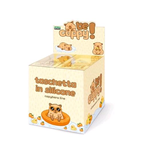 LEBEZ CAPIBARA ESPOSITORE ASTUCCIO TASCHETTA  IN SILICONE CHIUSURA CON ZIP 2 SOGGETTI ASSORTITI CONF 6 Pz.