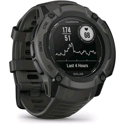 GARMIN INSTINCT 2X SOLAR SMARTWATCH 50mm RICARICA SOLARE AUTONOMIA INFINITA DISPLAY 1.1" TORCIA LED GPS MULTI-BANDA +30 APP MULTISPORT CARDIO SpO2 PAY CONNECT IQ GRAPHITE