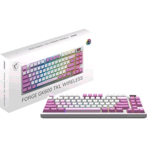 MSI FORGE GK600 TKL WIRELESS TASTIERA MECCANICA RGB LED USB-C BLUETOOTH 2.4GHz LAYOUT ITA PURPLE