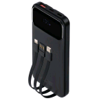 RIVACASE POWER BANK 10.000mAh 22.5W FAST CHARGER CON 3 CAVI INTEGRATI (DI CUI TYPE C ED USB CON FUNZIONE RICARICA) NERO