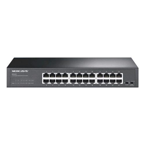 MERCUSYS MS124GS SWTICH NON GESTITO 24 PORTE GIGABIT ETHERNET (10/100/1000) IN ACCIAIO DESKTOP MONTABILE A RACK NERO